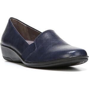 LifeStride Women Isabelle Slip On Wedge Heel Loafers Size 7.5W Navy Blue Athena